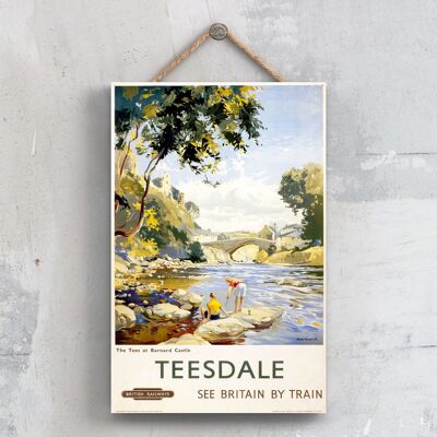 P0650 - Teesdale Barnard Castle Poster originale della National Railway su una targa Decor vintage