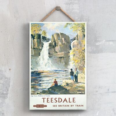 P0651 - Teesdale High Force Middleton In Teeside Affiche originale des chemins de fer nationaux sur une plaque Décor vintage