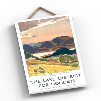 P0661 - The Lake District Derwentwater From Keswickill Original National Railway Poster On A Plaque Vintage Decor 2