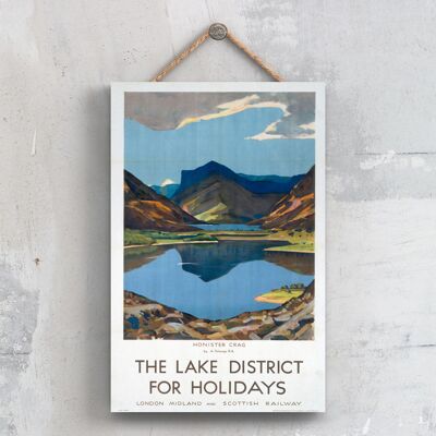 P0664 - The Lake Districtonister Crag Poster originale della National Railway su una targa con decorazioni vintage
