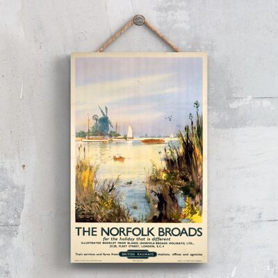 P0666 - The Norfolk Broads Holiday Poster originale della National Railway su una targa con decorazioni vintage