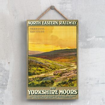 P0670 - Affiche originale des chemins de fer nationaux du Yorkshire Moors sur une plaque décor vintage 1