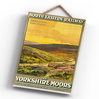 P0670 - Affiche originale des chemins de fer nationaux du Yorkshire Moors sur une plaque décor vintage 4