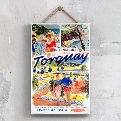 P0671 - Torquay International Original National Railway Poster On A Plaque Vintage Decor