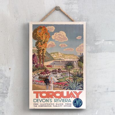 P0673 - Torquay Riviera Original National Railway Poster On A Plaque Vintage Decor