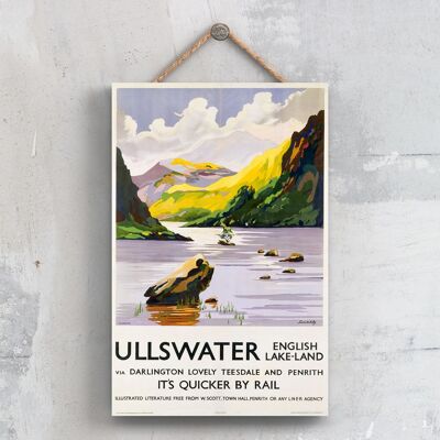 P0675 - Ullswater English Lake Land Poster originale della ferrovia nazionale su una targa con decorazioni vintage