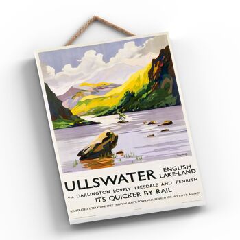 P0675 - Ullswater English Lake Land Affiche originale des chemins de fer nationaux sur une plaque décor vintage 2