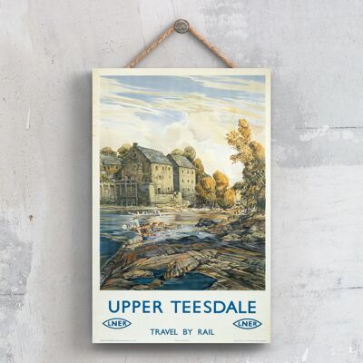 P0677 - Upper Teesdale Poster originale della National Railway su una targa con decorazioni vintage