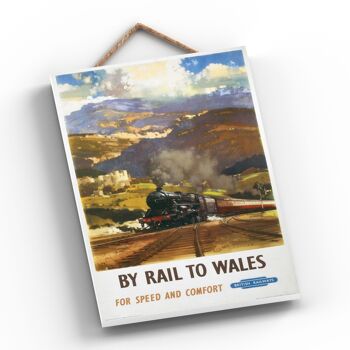 P0678 - Wales By Rail Affiche originale des chemins de fer nationaux sur une plaque décor vintage 2