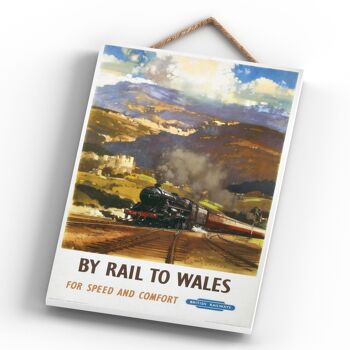 P0678 - Wales By Rail Affiche originale des chemins de fer nationaux sur une plaque décor vintage 4