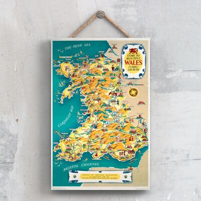P0679 – Wales Karte Welsh Tourist Board Original National Railway Poster auf einer Plakette im Vintage-Dekor