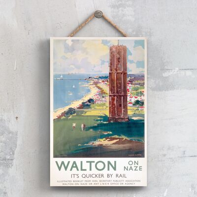 P0680 - Walton On Naze Póster Original del Ferrocarril Nacional en una Placa Decoración Vintage