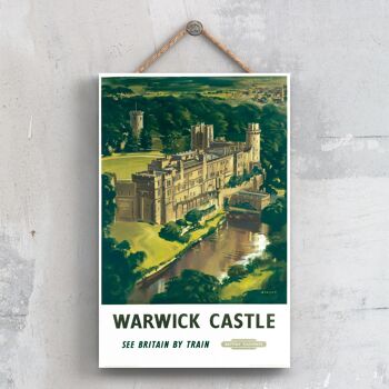 P0681 - Warwick Castle British Railways Affiche originale des chemins de fer nationaux sur une plaque décor vintage 1