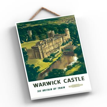 P0681 - Warwick Castle British Railways Affiche originale des chemins de fer nationaux sur une plaque décor vintage 2