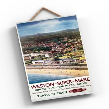 P0683 - Weston Super Mare All Year Affiche originale des chemins de fer nationaux sur une plaque décor vintage 2