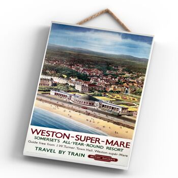 P0683 - Weston Super Mare All Year Affiche originale des chemins de fer nationaux sur une plaque décor vintage 4