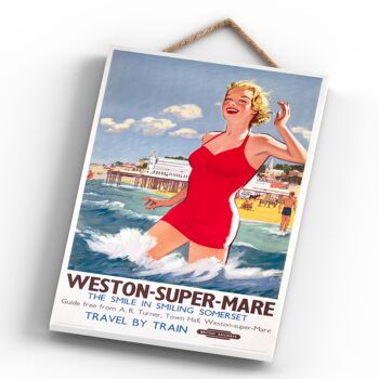 P0684 - Weston Super Mare Pier Affiche originale des chemins de fer nationaux sur une plaque décor vintage 4