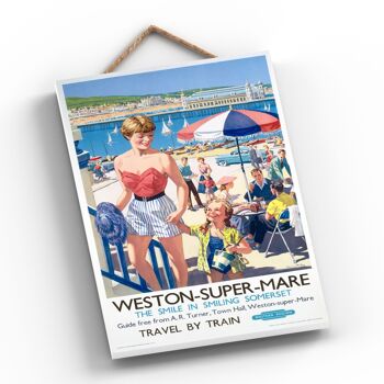 P0687 - Weston Super Mare The Smile Affiche originale des chemins de fer nationaux sur une plaque décor vintage 2