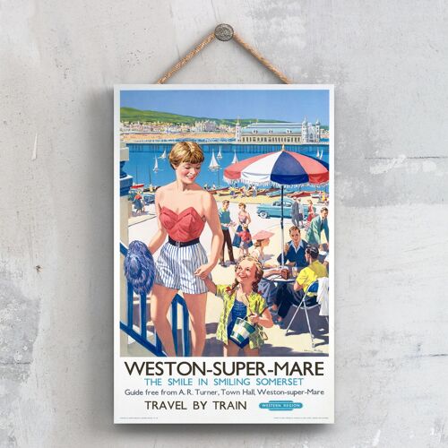 P0687 - Weston Super Mare The Smile Original National Railway Poster On A Plaque Vintage Decor