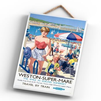 P0687 - Weston Super Mare The Smile Affiche originale des chemins de fer nationaux sur une plaque décor vintage 4