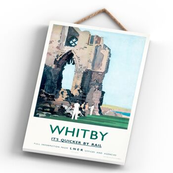 P0689 - Affiche originale des chemins de fer nationaux de l'abbaye de Whitby sur une plaque décor vintage 4