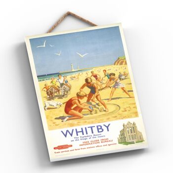 P0691 - Whitby Sandcastle Affiche originale des chemins de fer nationaux sur une plaque décor vintage 2