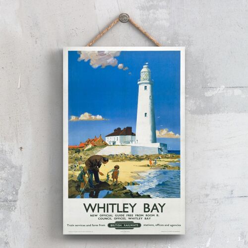 P0692 - Whitley Bay Lighthouse Original National Railway Poster On A Plaque Vintage Decor