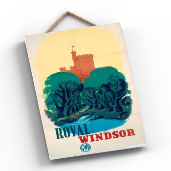 P0695 - Affiche originale des chemins de fer nationaux de Windsor sur une plaque décor vintage 2