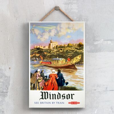 P0696 – Windsor Castle Boat Original National Railway Poster auf einer Plakette im Vintage-Dekor