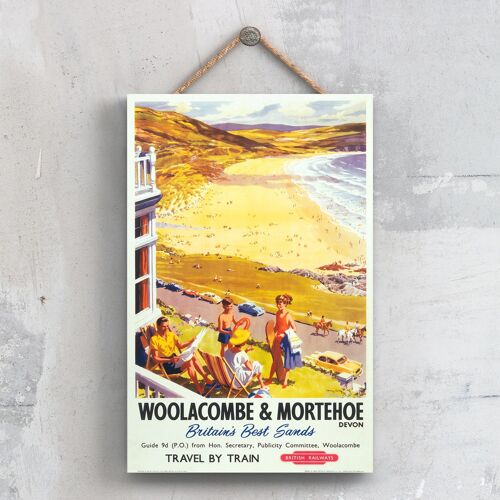 P0702 - Woolacombe Mortehoe Original National Railway Poster On A Plaque Vintage Decor
