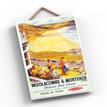 P0702 - Woolacombe Mortehoe Affiche Originale Des Chemins De Fer Nationaux Sur Une Plaque Décor Vintage 2