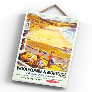 P0702 - Woolacombe Mortehoe Affiche Originale Des Chemins De Fer Nationaux Sur Une Plaque Décor Vintage 4