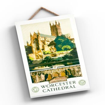 P0703 - Worcester Cathedral King John Original National Railway Poster sur une plaque décor vintage 2