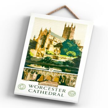 P0703 - Worcester Cathedral King John Original National Railway Poster sur une plaque décor vintage 4