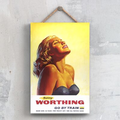 P0704 - Worthing Sunny Original National Railway Poster On A Plaque Vintage Decor