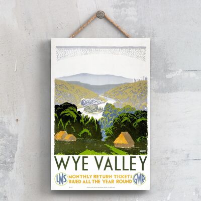 P0705 - Biglietto di andata e ritorno per la Wye Valley Poster originale della National Railway su una targa con decorazioni vintage