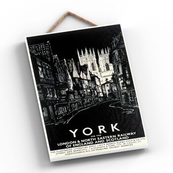 P0706 - York Black Etch Affiche originale des chemins de fer nationaux sur une plaque décor vintage 2