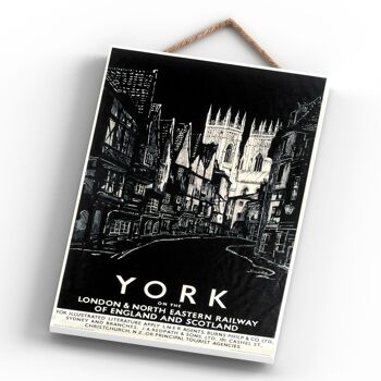 P0706 - York Black Etch Affiche originale des chemins de fer nationaux sur une plaque décor vintage 4