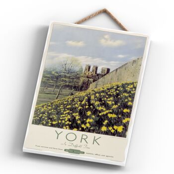 P0709 - York In Daffodil Time Affiche originale des chemins de fer nationaux sur une plaque décor vintage 4