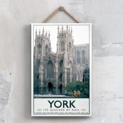 P0710 - Póster de Ferrocarril Nacional Original de York Minster en una placa de decoración vintage