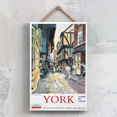 P0712 - York The Shambles Poster originale della National Railway su una targa con decorazioni vintage