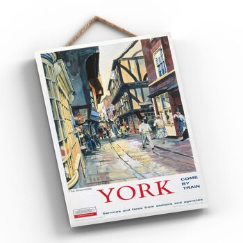 P0712 - York The Shambles Affiche originale des chemins de fer nationaux sur une plaque décor vintage 2