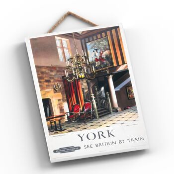 P0713 - York Treasurers House Affiche originale des chemins de fer nationaux sur une plaque décor vintage 2