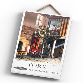 P0713 - York Treasurers House Affiche originale des chemins de fer nationaux sur une plaque décor vintage 4