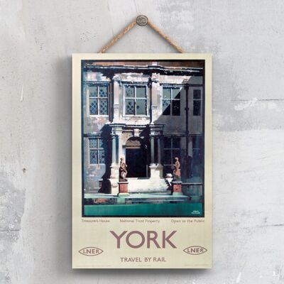 P0714 - Póster del Ferrocarril Nacional Original de la Casa del Tesorero de York en una placa de decoración vintage