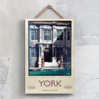 P0714 - York Treasurer'S House Affiche originale des chemins de fer nationaux sur une plaque Décor vintage 1