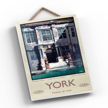 P0714 - York Treasurer'S House Affiche originale des chemins de fer nationaux sur une plaque Décor vintage 2