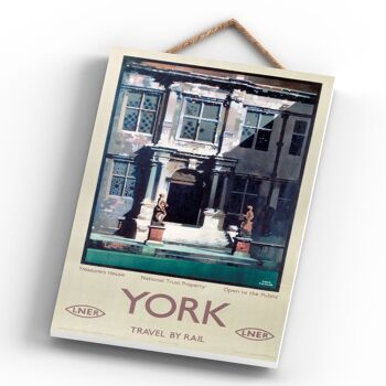 P0714 - York Treasurer'S House Affiche originale des chemins de fer nationaux sur une plaque Décor vintage 4