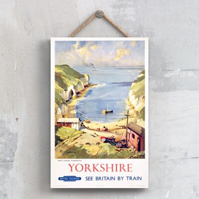 P0722 - Póster de Yorkshire North Landing Flamborough Original National Railway en una placa de decoración vintage