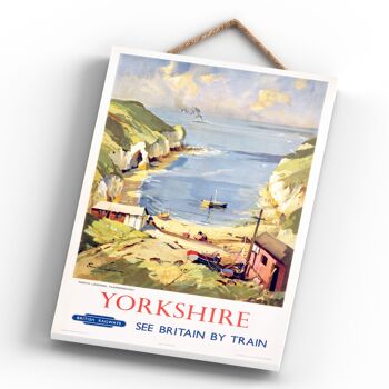 P0722 - Yorkshire North Landing Flamborough Affiche originale des chemins de fer nationaux sur une plaque décor vintage 3